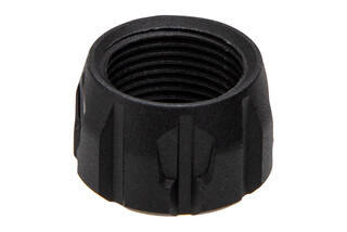 Strike Industries Barrel Cover 1/2x28 Thread Protector for Pistols features a black anodized finish